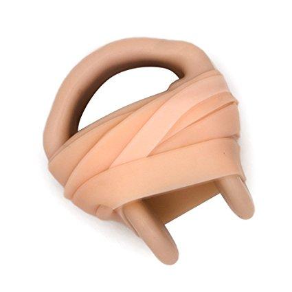 Swimming Nose Clip with String - Comfortable Soft Latex Plugs for Kids and Adults - Neutral Beige - by Splaqua