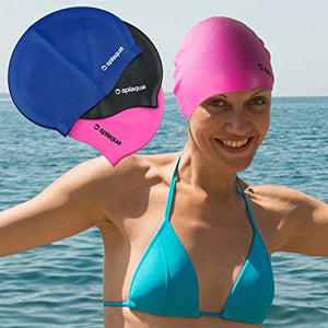 Splaqua Silicone Solid Bathing Swim Cap - BEST QUALITY, COMFORT AND STYLE