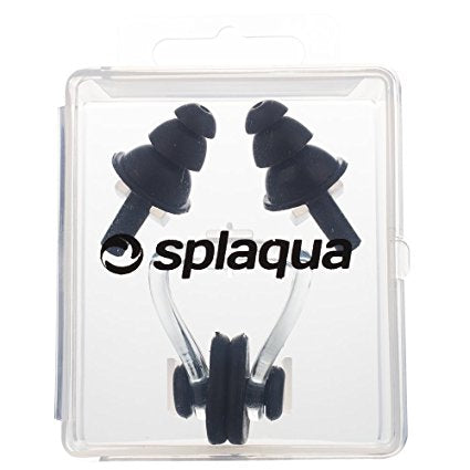 Swimming Ear Plugs & Nose Clip, Medical Grade Soft Silicone for Swimming, Diving, Surfing, Universal Fit, By Splaqua