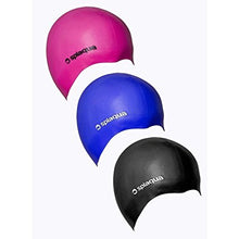 Splaqua Silicon Solid Swim Bathing Cap - Black, Pink, Blue